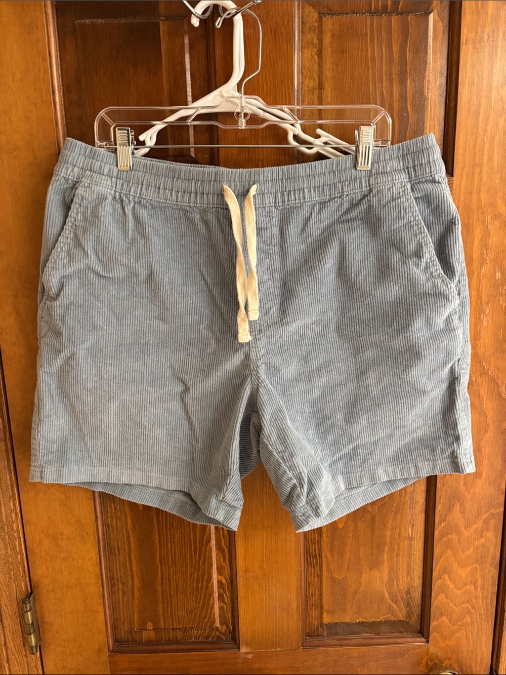 Light Blue Corduroy Drawstring Shorts